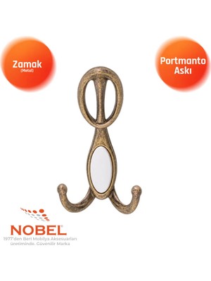 Nobel Arya Portmanto Askısı, Metal Vestiyer Askısı, 72 Gr, Dolap ve Duvar Askılığı, Anti̇k Sari (Vidalı)