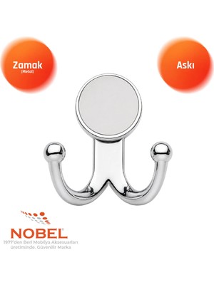 Nobel Mi̇sket Askı, Metal Vestiyer Askısı, 51 Gr, Dolap ve Duvar Askılığı, Krom (Vidalı)