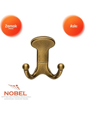 Nobel Melon Askı, Metal Vestiyer Askısı, 154 Gr, Dolap ve Duvar Askılığı, Anti̇k Sari (Vidalı)