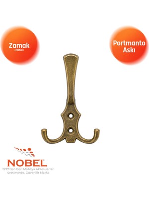 Nobel Ri̇ko Portmanto Askısı, Metal Vestiyer Askısı, 16 Gr, Dolap ve Duvar Askılığı, Anti̇k Sari (Vidalı)