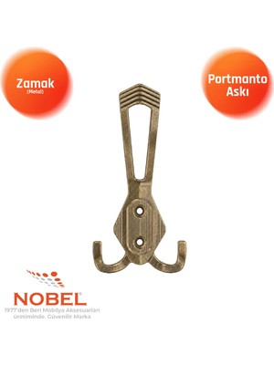 Nobel Has Portmanto Askısı, Metal Vestiyer Askısı, 50 Gr, Dolap ve Duvar Askılığı, Anti̇k Sari (Vidalı)
