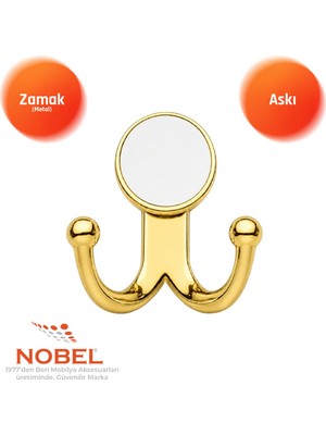 Nobel Mi̇sket Askı, Metal Vestiyer Askısı, 51 Gr, Dolap ve Duvar Askılığı, Altin (Vidalı)