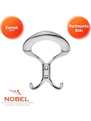 Nobel Üçgen Portmanto Askısı, Metal Vestiyer Askısı, 40 Gr, Dolap ve Duvar Askılığı, Krom (Vidalı)
