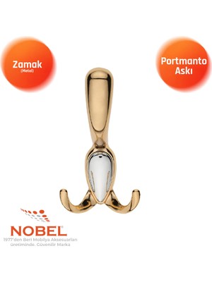Nobel Ari̇s Portmanto Askısı, Metal Vestiyer Askısı, 80 Gr, Dolap ve Duvar Askılığı, Altin (Vidalı)