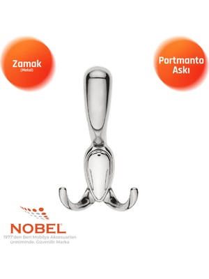 Nobel Ari̇s Portmanto Askısı, Metal Vestiyer Askısı, 80 Gr, Dolap ve Duvar Askılığı, Matkrom (Vidalı)