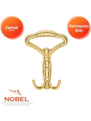 Nobel Klasi̇k Portmanto Askısı, Metal Vestiyer Askısı, 40 Gr, Dolap ve Duvar Askılığı, Altin (Vidalı)