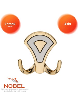 Nobel Di̇lay Askı, Metal Vestiyer Askısı, 40 Gr, Dolap ve Duvar Askılığı, Altin Matkrom (Vidalı)