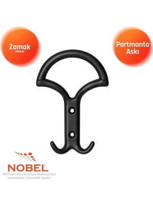 Nobel Eta Portmanto Askısı, Metal Vestiyer Askısı, 65 Gr, Dolap ve Duvar Askılığı, Matsi̇yah (Vidalı)