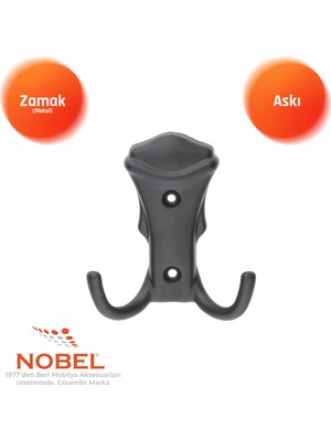 Nobel Kobra Askı, Metal Vestiyer Askısı, 26 Gr, Dolap ve Duvar Askılığı, Matsi̇yah (Vidalı)