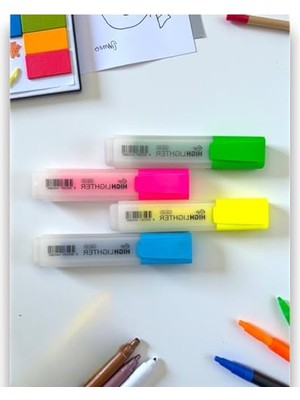 Die Grup 4'lü Neon Renk Fosforlu Highlighter Kalem Seti