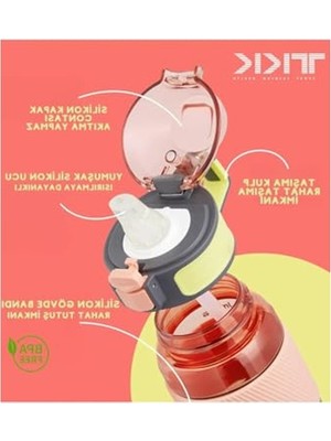 Die Grup 800 ml Taşıma Kulplu Su Matarası, Pembe Renk ve Ölçü Skalası