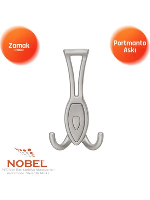 Nobel Zepli̇n Portmanto Askısı, Metal Vestiyer Askısı, 84 Gr, Dolap ve Duvar Askılığı, Matkrom (Vidalı)
