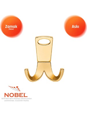 Nobel Seylan Askı, Metal Vestiyer Askısı, 111 Gr, Dolap ve Duvar Askılığı, Altin (Vidalı)