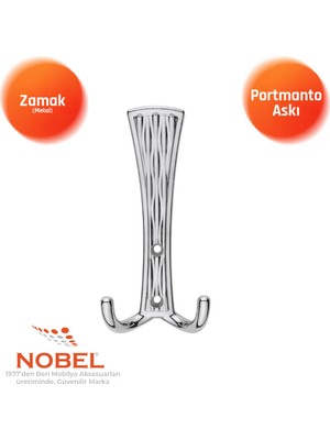 Nobel Emet Portmanto Askısı, Metal Vestiyer Askısı, 50 Gr, Dolap ve Duvar Askılığı, Krom (Vidalı)