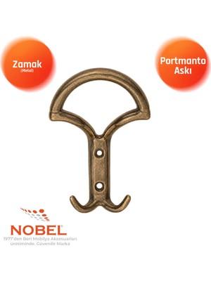 Nobel Eta Portmanto Askısı, Metal Vestiyer Askısı, 65 Gr, Dolap ve Duvar Askılığı, Anti̇k Sari (Vidalı)