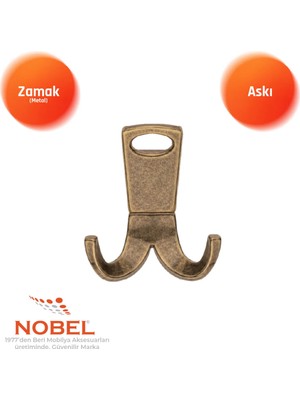 Nobel Seylan Askı, Metal Vestiyer Askısı, 111 Gr, Dolap ve Duvar Askılığı, Anti̇k (Vidalı)