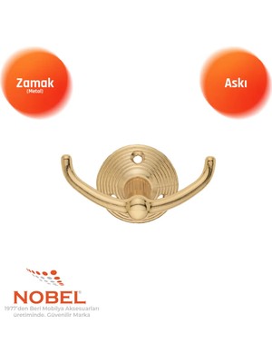 Nobel Fonksi̇yonel Askı, Metal Vestiyer Askısı, 59 Gr, Dolap ve Duvar Askılığı, Altin (Vidalı)