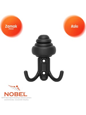 Nobel Sarikli Askı, Metal Vestiyer Askısı, 27 Gr, Dolap ve Duvar Askılığı, Matsi̇yah (Vidalı)