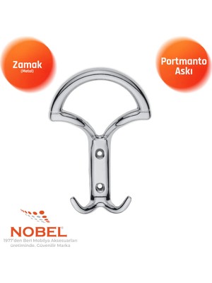 Nobel Eta Portmanto Askısı, Metal Vestiyer Askısı, 65 Gr, Dolap ve Duvar Askılığı, Krom (Vidalı)