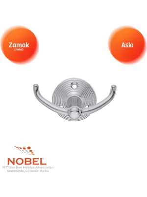 Nobel Fonksi̇yonel Askı, Metal Vestiyer Askısı, 59 Gr, Dolap ve Duvar Askılığı, Krom (Vidalı)