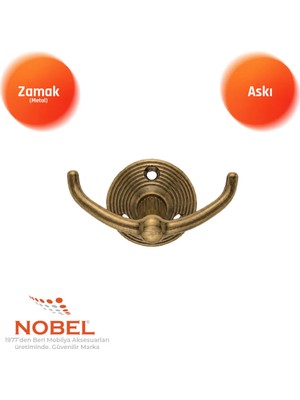Nobel Fonksi̇yonel Askı, Metal Vestiyer Askısı, 59 Gr, Dolap ve Duvar Askılığı, Anti̇k Sari (Vidalı)
