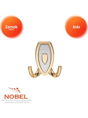 Nobel Zepli̇n Askı, Metal Vestiyer Askısı, 84 Gr, Dolap ve Duvar Askılığı, Altin Matkrom (Vidalı)
