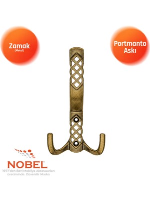 Nobel Karatay Portmanto Askısı, Metal Vestiyer Askısı, 20 Gr, Dolap ve Duvar Askılığı, Anti̇k Sari (Vidalı)