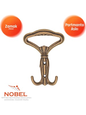 Nobel Klasi̇k Portmanto Askısı, Metal Vestiyer Askısı, 40 Gr, Dolap ve Duvar Askılığı, Anti̇k Sari (Vidalı)