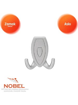 Nobel Zepli̇n Askı, Metal Vestiyer Askısı, 84 Gr, Dolap ve Duvar Askılığı, Matkrom (Vidalı)