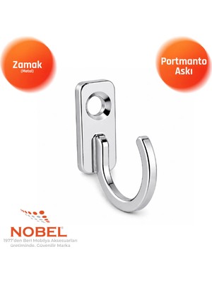 Nobel Anahtar Askısı, Metal Vestiyer Askısı, 2 Gr, Dolap ve Duvar Askılığı, Çi̇nko (Vidalı)