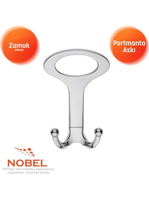Nobel Melon Açik Portmanto Askısı, Metal Vestiyer Askısı, 41 Gr, Dolap ve Duvar Askılığı, Krom (Vidalı)