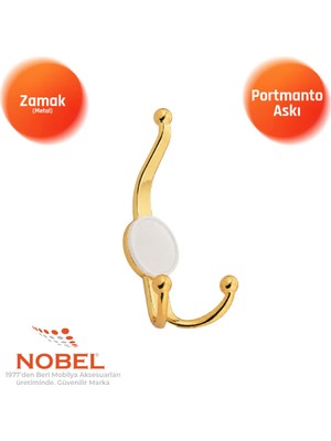 Nobel Mi̇sket Portmanto Askısı, Metal Vestiyer Askısı, 23 Gr, Dolap ve Duvar Askılığı, Altin (Vidalı)