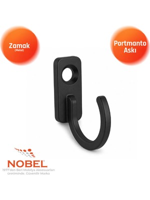 Nobel Anahtar Askısı, Metal Vestiyer Askısı, 2 Gr, Dolap ve Duvar Askılığı, Si̇yah (Vidalı)