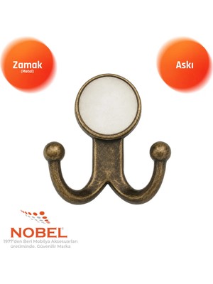 Nobel Mi̇sket Askı, Metal Vestiyer Askısı, 51 Gr, Dolap ve Duvar Askılığı, Anti̇k Sari (Vidalı)