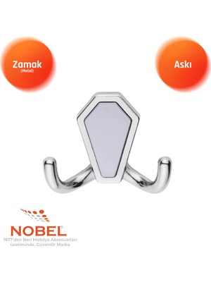 Nobel Vi̇lla Askı, Metal Vestiyer Askısı, 44 Gr, Dolap ve Duvar Askılığı, Krom Matkrom (Vidalı)