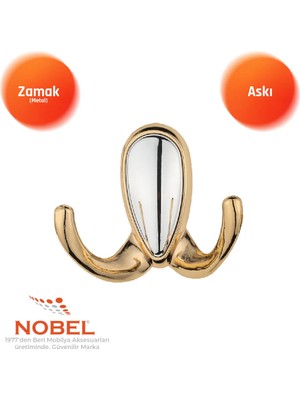 Nobel Ari̇s Askı, Metal Vestiyer Askısı, 51 Gr, Dolap ve Duvar Askılığı, Altin (Vidalı)