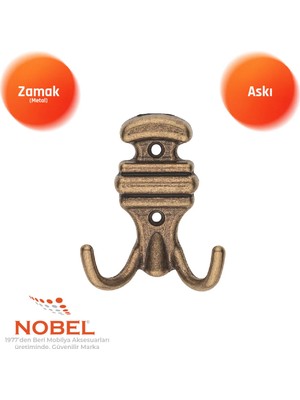 Nobel Kemerli̇ Askı, Metal Vestiyer Askısı, 64 Gr, Dolap ve Duvar Askılığı, Anti̇k Sari (Vidalı)