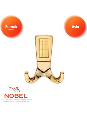 Nobel Eli̇za Askı, Metal Vestiyer Askısı, 122 Gr, Dolap ve Duvar Askılığı, Altin Gold (Vidalı)