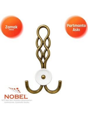 Nobel Örgü Portmanto Askısı, Metal Vestiyer Askısı, - Gr, Dolap ve Duvar Askılığı, Anti̇k Sari (Vidalı)
