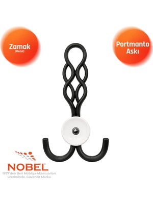 Nobel Örgü Portmanto Askısı, Metal Vestiyer Askısı, - Gr, Dolap ve Duvar Askılığı, Matsi̇yah (Vidalı)