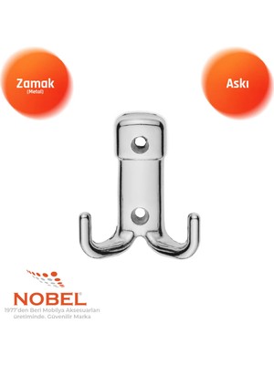 Nobel Kare Askı, Metal Vestiyer Askısı, 34 Gr, Dolap ve Duvar Askılığı, Krom (Vidalı)
