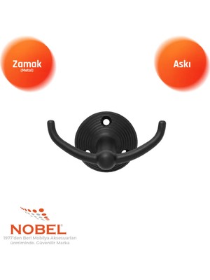Nobel Fonksi̇yonel Askı, Metal Vestiyer Askısı, 59 Gr, Dolap ve Duvar Askılığı, Matsi̇yah (Vidalı)
