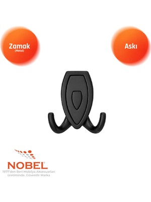 Nobel Zepli̇n Askı, Metal Vestiyer Askısı, 84 Gr, Dolap ve Duvar Askılığı, Matsi̇yah Si̇yah (Vidalı)