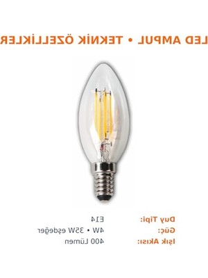 Die Grup LED Rustik Mum Buji Ampul, E14 Duy, 10'lu Paket