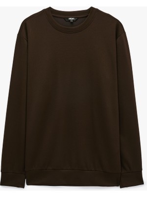 Koton Viskon Karışımlı Uzun Kollu Bisiklet Yaka Basic Sweatshirt