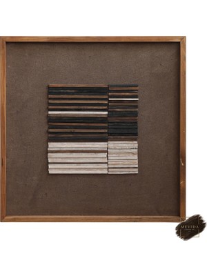 Mevida Curated Art Sakin Tonlar Ahşap Dekor Tablosu 62X62 cm | Modern Duvar Dekoru