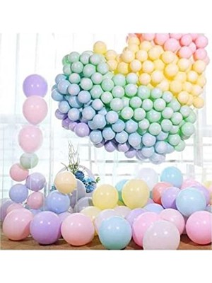 Die Grup 100 Adet Soft Pastel Renkli Makaron Balon Seti ve 5 Metre Balon Zinciri