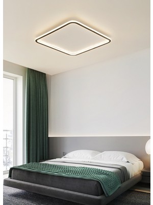 Empressco 30X30CM Dekoratif LED Armatür Avize, Çok Renkli Işık, Siyah Çerçeve