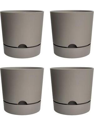Die Grup Plastik Çiçek Saksısı, 4 Adet Set, Drenajlı ve 5 Litre Hacminde