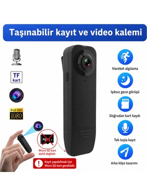 Maetheus A18 Mini Yaka Kamerası 1080P Full Hd Sesli Video Kaydedici Gece Görüşlü Hareket Algılamalı Taşınabilir Vücut Kamerası